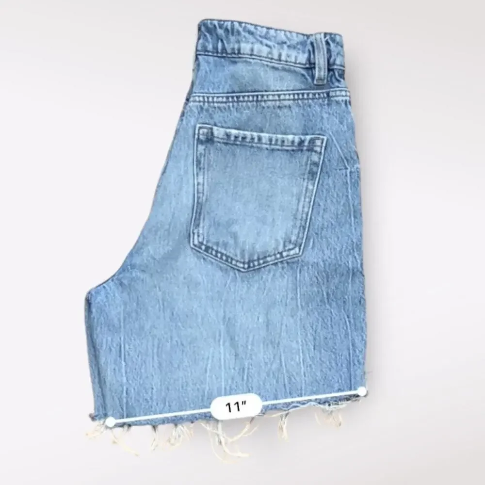 Garage Denim Wide Leg Distressed Shorts Womens Size 3‎ Blue Streetwear